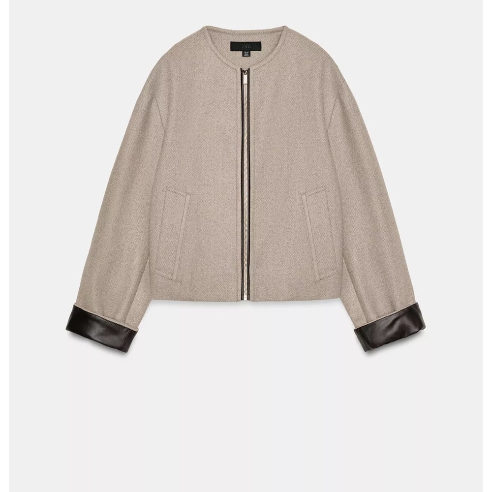 Zara Taupe Jacket with Dark Accents
